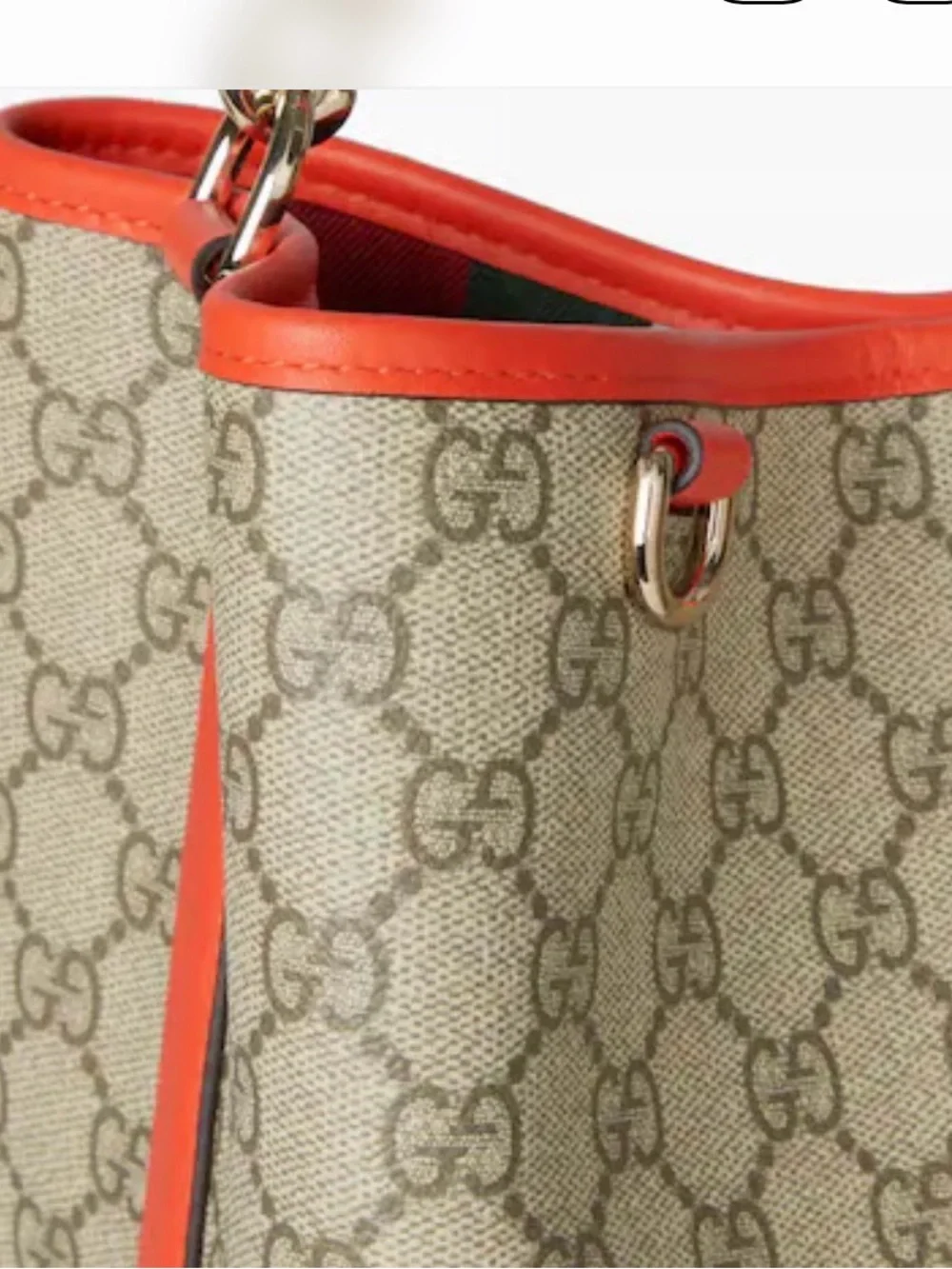 Gucci Beige GG Emblem tote medium with orange trim leather brand new 🧡 - Picture 6 of 16